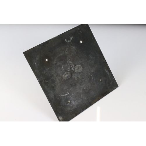 144 - Square Bronze Sundial, inscribed to corner ' Vincent Sculptor, Stratford upon Avon, 1860' 23cm wide