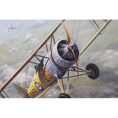 152 - Christopher ( Chris ) Charles Golds (b.1936) Oil Painting on Canvas of Bi-planes, signed lower right... 