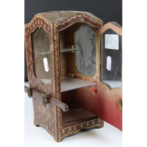 154 - 19th / Early 20th century Novelty Table Vitrine in the form of a Tooled Gilt Leather covered Sedan C... 