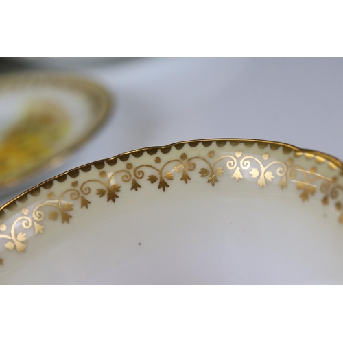 16 - Shelley Tea for Two Set, gilt and yellow flower decoration, comprising Tea Pot, Two Tea Cups, Two Sa... 