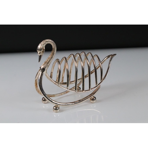 162 - Silver plated swan shaped toast rack