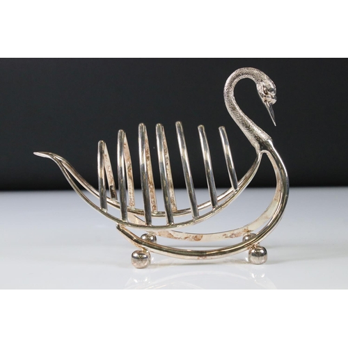 162 - Silver plated swan shaped toast rack