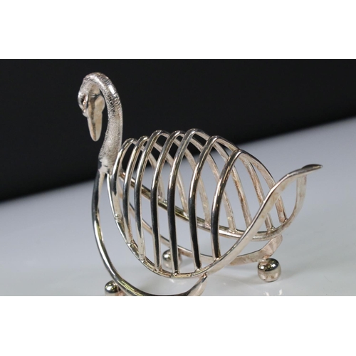 162 - Silver plated swan shaped toast rack