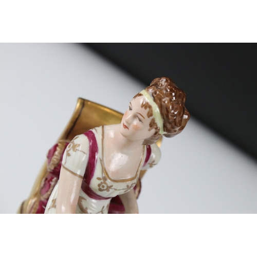 17 - Scheibe-Alsbach Porcelain Figure of Madame Recamier, 21cm long