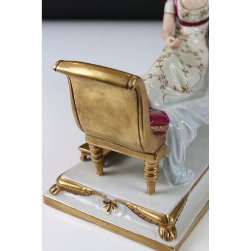 17 - Scheibe-Alsbach Porcelain Figure of Madame Recamier, 21cm long