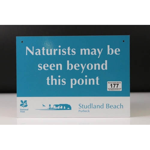 177 - Advertising - National Trust Studland Beach, Purbeck Sign ' Naturists may be seen beyond this point ... 