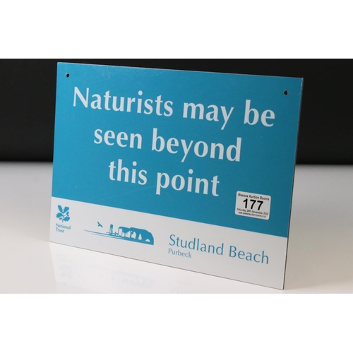 177 - Advertising - National Trust Studland Beach, Purbeck Sign ' Naturists may be seen beyond this point ... 