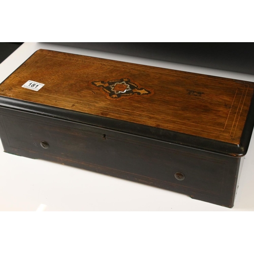 181 - 19th century Swiss Rosewood and Marquetry Inlaid Musical Box by Nicole Freres of Geneva, serial no.4... 