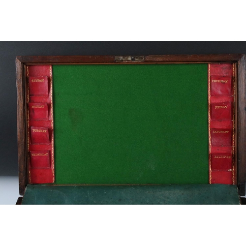 186 - 19th century Mahogany and Brass Bound Campaign Writing Slope Box, opening to a later fitted green wr... 