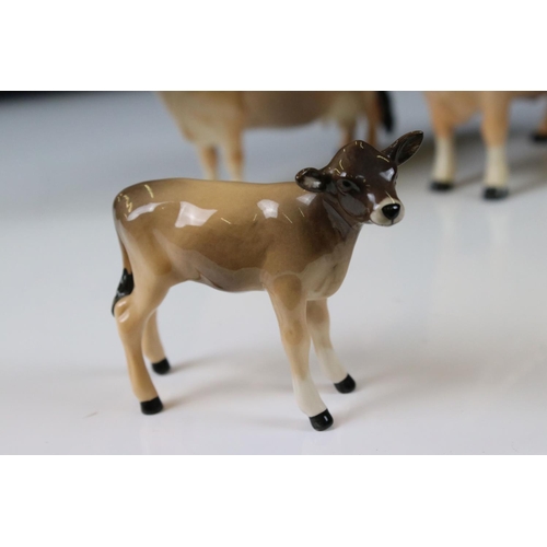 20 - Beswick Jersey Bull ' ch. Dunsley Coy Boy ' model no. 1422, Two Beswick Jersey Cows 'ch. Newton Tink... 