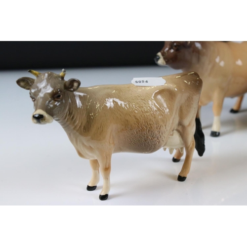 20 - Beswick Jersey Bull ' ch. Dunsley Coy Boy ' model no. 1422, Two Beswick Jersey Cows 'ch. Newton Tink... 