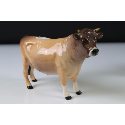 20 - Beswick Jersey Bull ' ch. Dunsley Coy Boy ' model no. 1422, Two Beswick Jersey Cows 'ch. Newton Tink... 