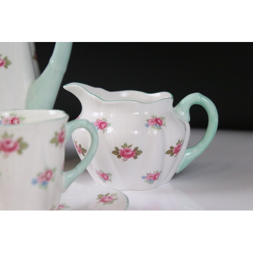 26 - Shelley Coffee Set decorated in the Dainty shape and Rosebud pattern comprising Coffee Pot, Six Cups... 