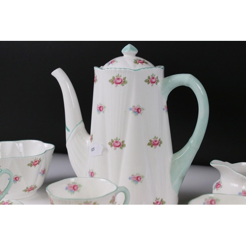 26 - Shelley Coffee Set decorated in the Dainty shape and Rosebud pattern comprising Coffee Pot, Six Cups... 