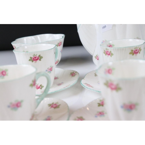 26 - Shelley Coffee Set decorated in the Dainty shape and Rosebud pattern comprising Coffee Pot, Six Cups... 