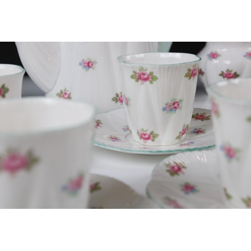 26 - Shelley Coffee Set decorated in the Dainty shape and Rosebud pattern comprising Coffee Pot, Six Cups... 