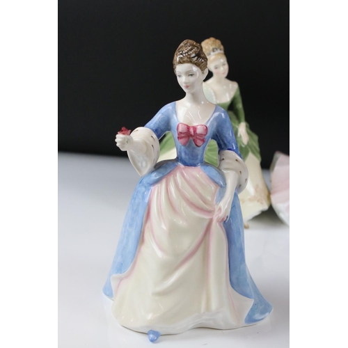 34 - Five Royal Doulton Figurines including Julie HN3878, Lily HN3902, Soiree HN2312, Valerie HN3904 and ... 