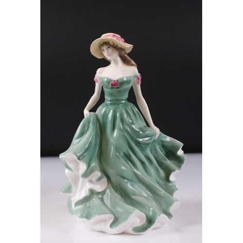 34 - Five Royal Doulton Figurines including Julie HN3878, Lily HN3902, Soiree HN2312, Valerie HN3904 and ... 