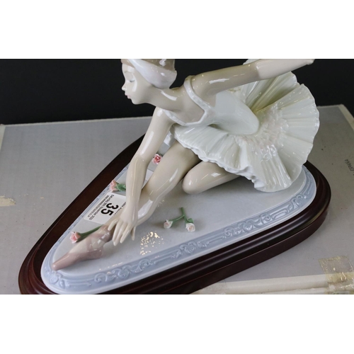 35 - Boxed Lladro Ballerina titled Ovation, model 06614, boxed with wooden plinth, 28cm long