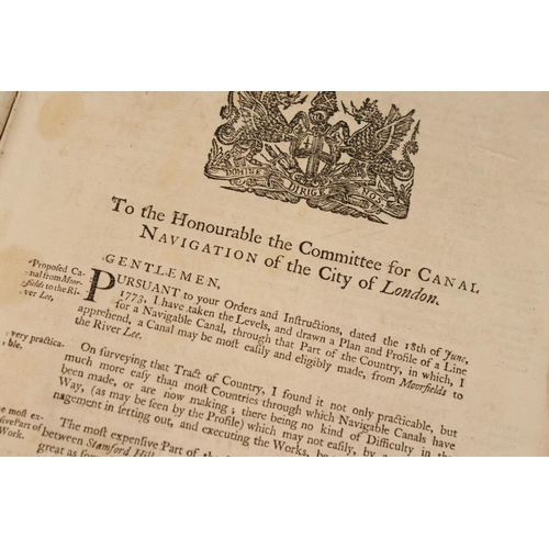 397 - 18th century Report and Survey of the Canal from Waltham Abbey to Moorfield also  a Report and Surve... 