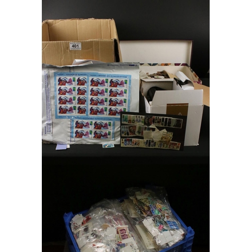 401 - Quantity of Stamps on Paper and Stamps on Envelopes (4 boxes)