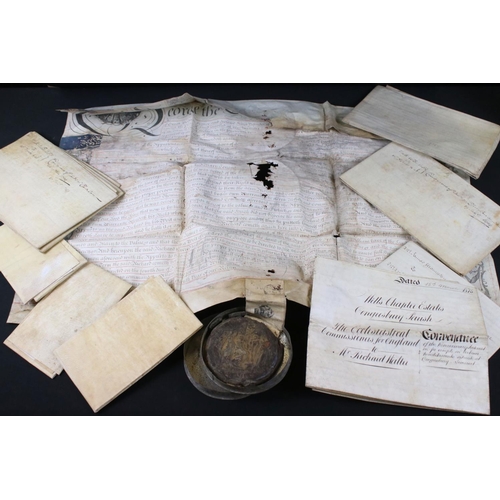 412 - Nine 18th century Vellum Indentures, mainly relating to Congresbury, Somerset, dated 1709, 1712, 171... 