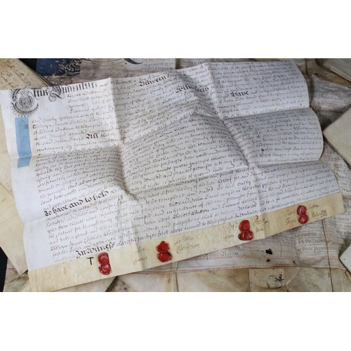 412 - Nine 18th century Vellum Indentures, mainly relating to Congresbury, Somerset, dated 1709, 1712, 171... 