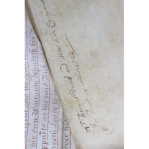 412 - Nine 18th century Vellum Indentures, mainly relating to Congresbury, Somerset, dated 1709, 1712, 171... 