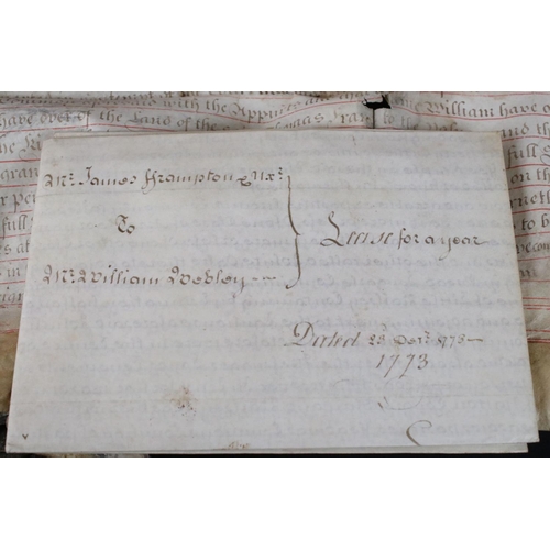 412 - Nine 18th century Vellum Indentures, mainly relating to Congresbury, Somerset, dated 1709, 1712, 171... 