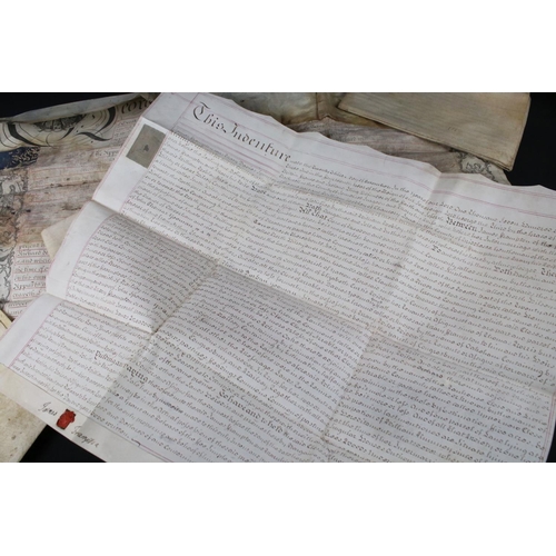 412 - Nine 18th century Vellum Indentures, mainly relating to Congresbury, Somerset, dated 1709, 1712, 171... 