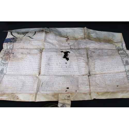 412 - Nine 18th century Vellum Indentures, mainly relating to Congresbury, Somerset, dated 1709, 1712, 171... 