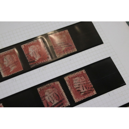 413 - Stamps and First Day Covers - Wiljon Stamp Album containing three pages with Victorian Penny Reds pl... 