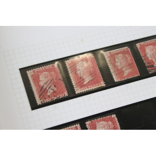 413 - Stamps and First Day Covers - Wiljon Stamp Album containing three pages with Victorian Penny Reds pl... 