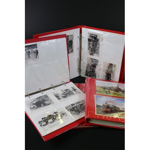 416 - Seven Albums containing transport and other postcards including an Two Albums of reproduction Railwa... 