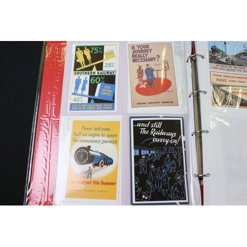 416 - Seven Albums containing transport and other postcards including an Two Albums of reproduction Railwa... 