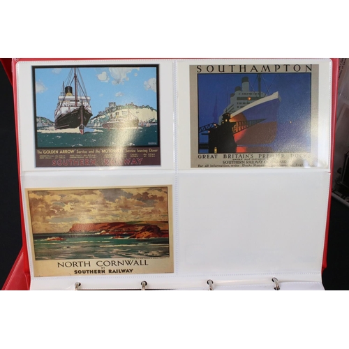 416 - Seven Albums containing transport and other postcards including an Two Albums of reproduction Railwa... 