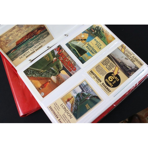 416 - Seven Albums containing transport and other postcards including an Two Albums of reproduction Railwa... 