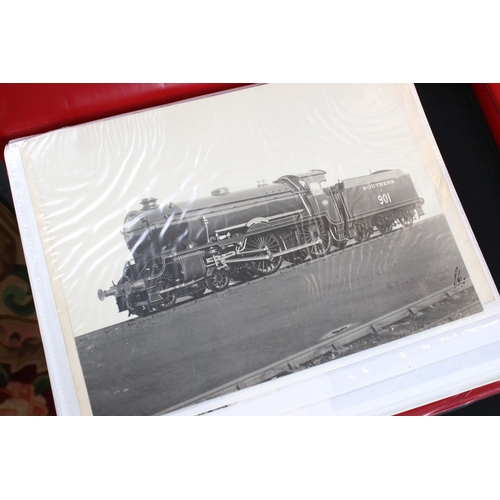 417 - Twelve Albums of Postcards containing mainly black and white postcards of locomotives, railway cross... 