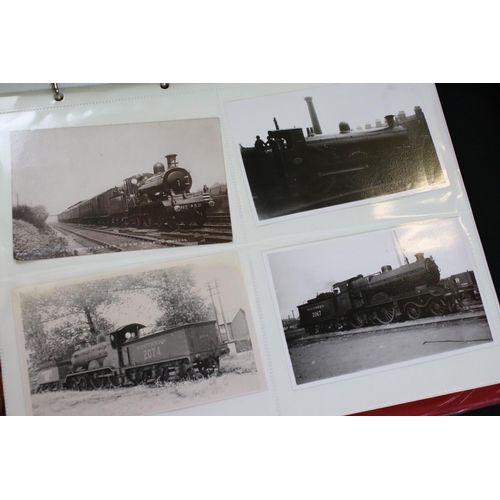 417 - Twelve Albums of Postcards containing mainly black and white postcards of locomotives, railway cross... 