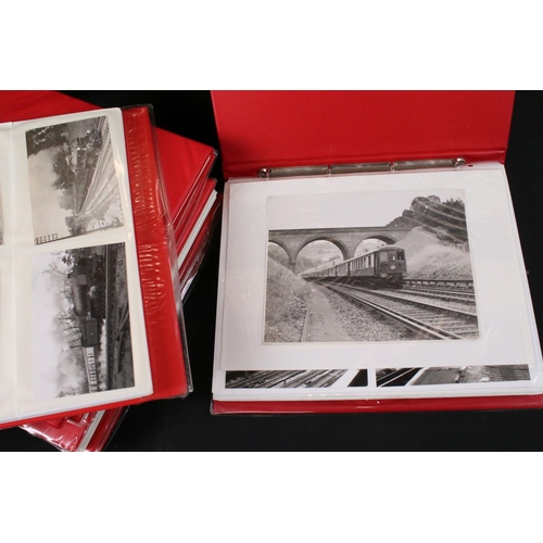 417 - Twelve Albums of Postcards containing mainly black and white postcards of locomotives, railway cross... 