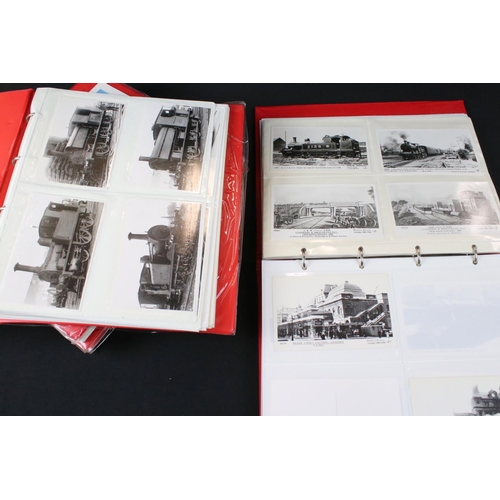 417 - Twelve Albums of Postcards containing mainly black and white postcards of locomotives, railway cross... 