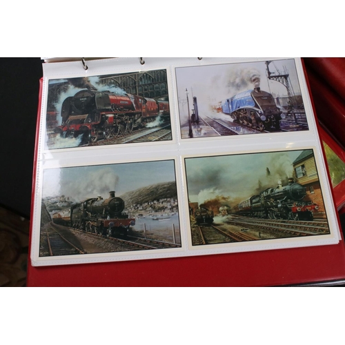 417 - Twelve Albums of Postcards containing mainly black and white postcards of locomotives, railway cross... 