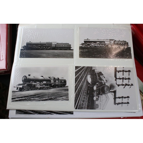 417 - Twelve Albums of Postcards containing mainly black and white postcards of locomotives, railway cross... 