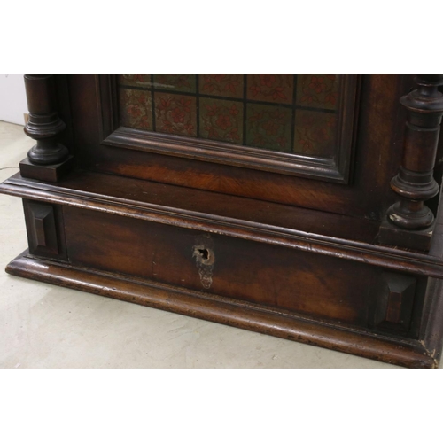 427 - 19th century Walnut Polyphone Cabinet (lacking mechanism), penny slots to either side, arched staine... 