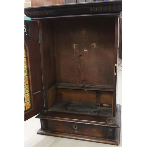 427 - 19th century Walnut Polyphone Cabinet (lacking mechanism), penny slots to either side, arched staine... 