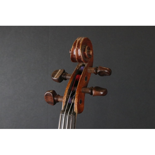 432 - Cased Violin together with a Rosewood Bow with Mother of Pearl Inlay