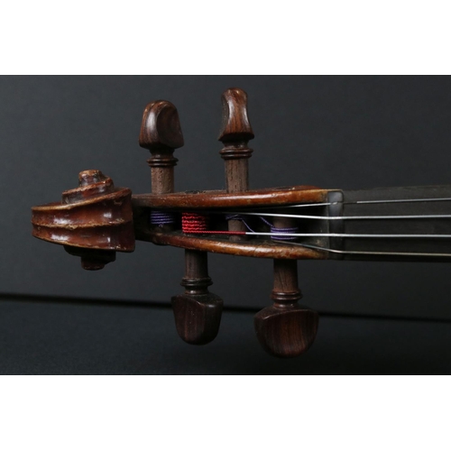 432 - Cased Violin together with a Rosewood Bow with Mother of Pearl Inlay