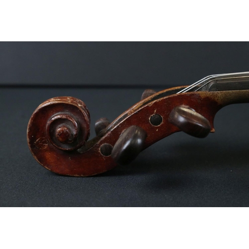 432 - Cased Violin together with a Rosewood Bow with Mother of Pearl Inlay