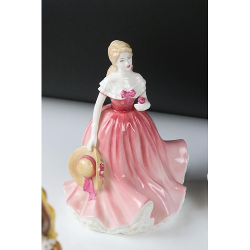 44 - Five Royal Doulton Figurines including Southern Belle HN2229, Sandra HN2275, Suzanne HN4098, Rebecca... 