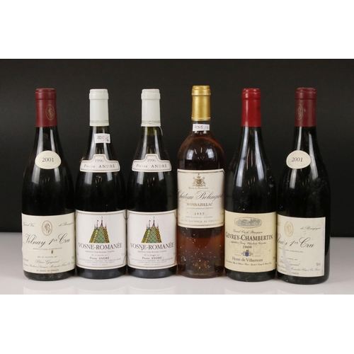 450 - Wine - Vosne Romanee 1996, 2 B, Volnay 2001, Blain Gagnard, Premier Cru, 2B, Ch. Belingard Monbazill... 